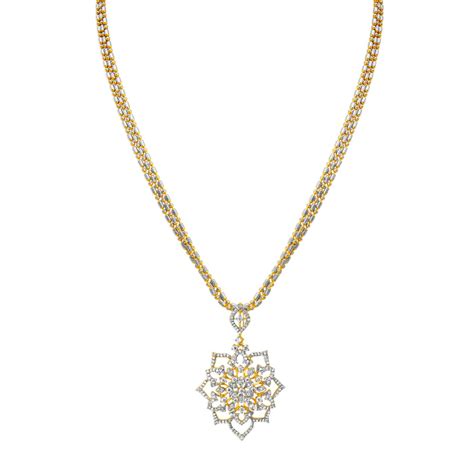 Buy Tanishq 18kt Gold And Diamond Pendant With Chain Online Tanishq