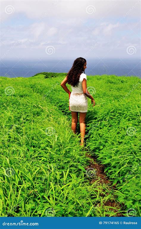 Teenage Girl Walks Through Bushes Stock Image Image Of Natural Long