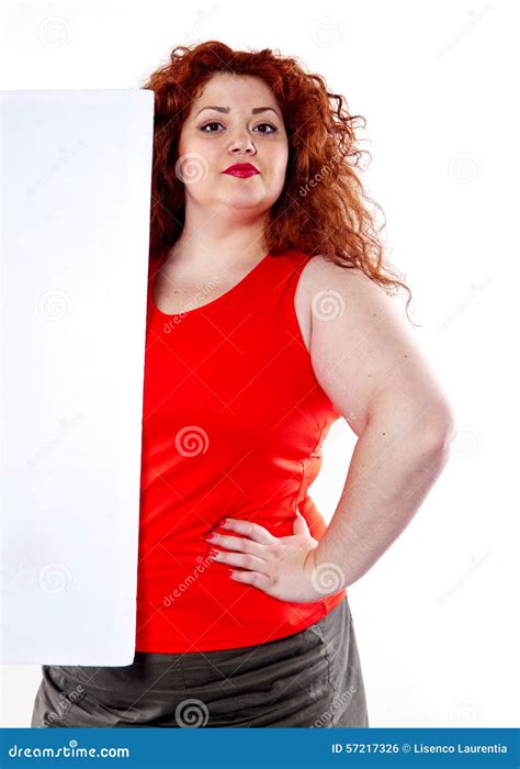 The Beautiful Fat Big Sensuality Woman With Red Lipstick And With Red