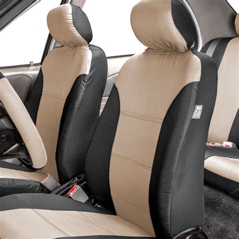 Beige Black Car Seat Covers Set For Auto W Floor Mat