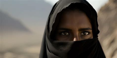 Eine Frau Aus Dem Nahen Osten Die Einen Schwarzen Niqab Hijab Trägt Blickt Mit Leichter Trauer