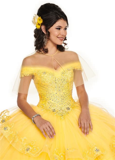 Yellow Tiered Skirt Off Shoulder Ball Gown Sweet 16 Dresses Embroidery