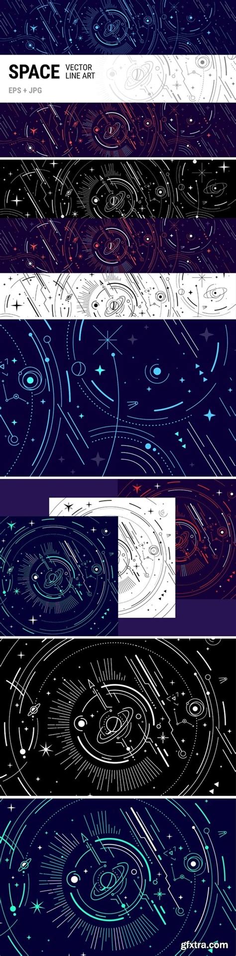 Abstract Space Line Art Set Gfxtra
