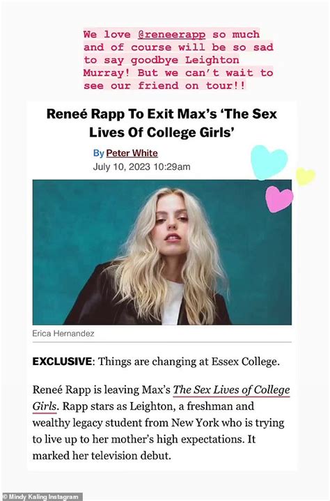 Renée Rapp Quits Mindy Kalings Hbo Series Sex Lives Of College Girls Daily Mail Online