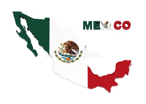Mexico Map With Flag Isolated On White Stock Illustration