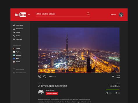 Youtube Material Design Uplabs