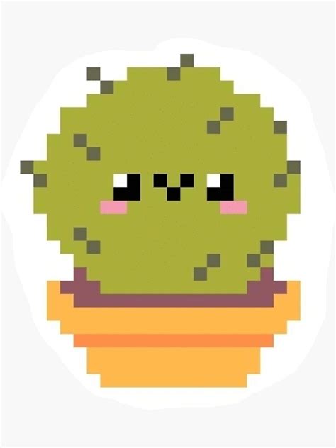 Kawaii Pixel Cactus Sticker By Catfrick Redbubble