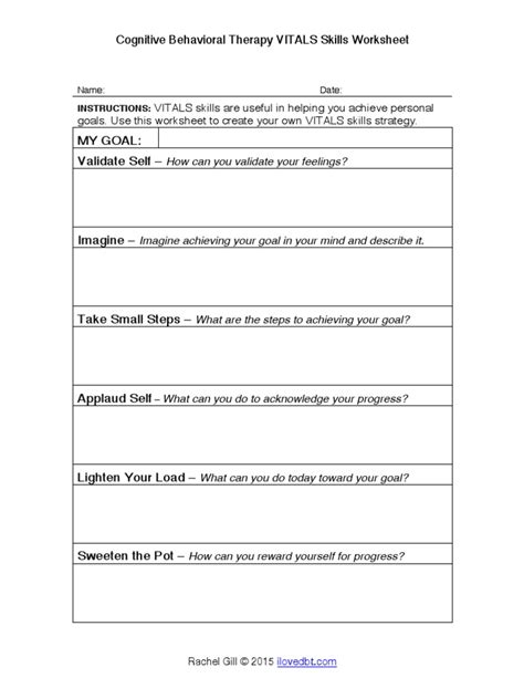 Cognitive therapy worksheet printable worksheets money counter math games kindergarten 5 characteristics good cognitive worksheets pro blog problem solving strategies activities therapy. Cognitive Behavioral Therapy VITALS Skills Worksheet by Rachel Gill