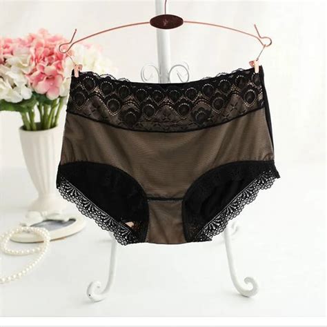 lace underwear women sexy big size comfortable bamboo fiber briefs middle waist lace underwear
