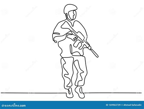Army Man Drawing Soldier One Line Drawing Portrait Of Army Man With