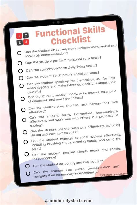 Functional Skills Checklist I Special Needs Students Student Plan