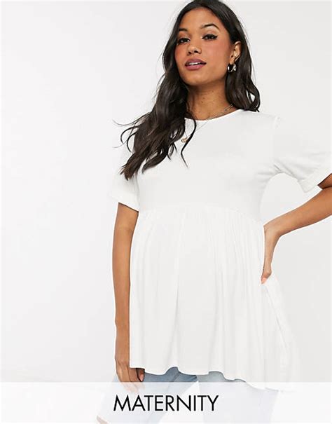 Missguided Maternity Smock Top In White Asos