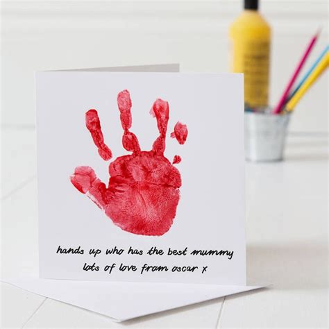 Personalised Hand Print Mothers Day Card Birthday Cards To Print