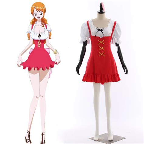 Cosplaydiy Anime One Piece Nami Cosplay Dress Adult Women Girls Red Dress White Shirt Costume