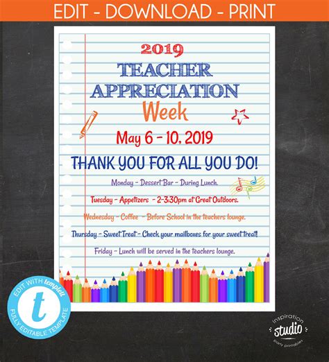 Teacher Appreciation Week Flyer Notebook Elementary Teacher Etsy