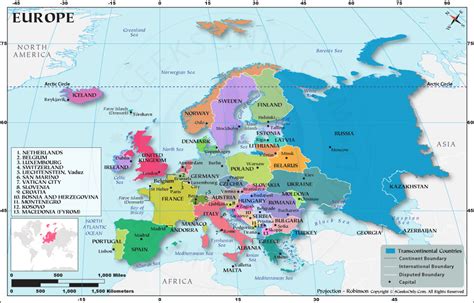 Europe Map Labeled, European Countries Map with Capitals Names, Europe ...