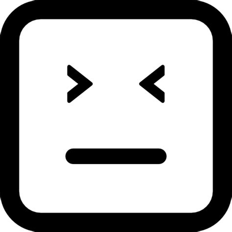 Emoticon Square Face With Closed Eyes And Straight Mouth Line Icon