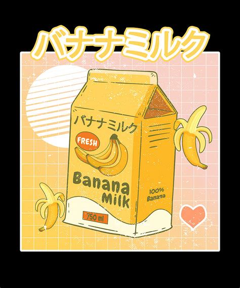 Banana Milk Aesthetic Milk Harajuku Japanese Digital Art By Bastav