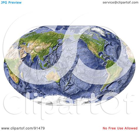 Royalty-Free (RF) Clipart Illustration of a World Map, Shaded Relief, With Shaded Ocean Floor by ...