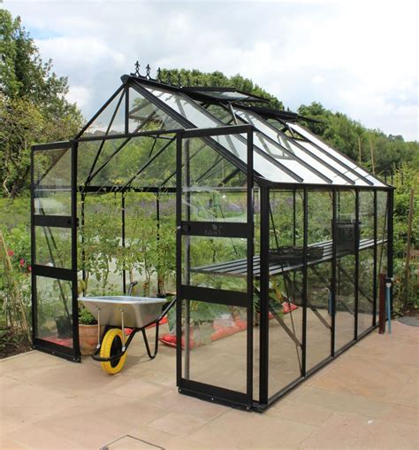 Eden Blockley Black 8x10 Greenhouse Toughened Glazing