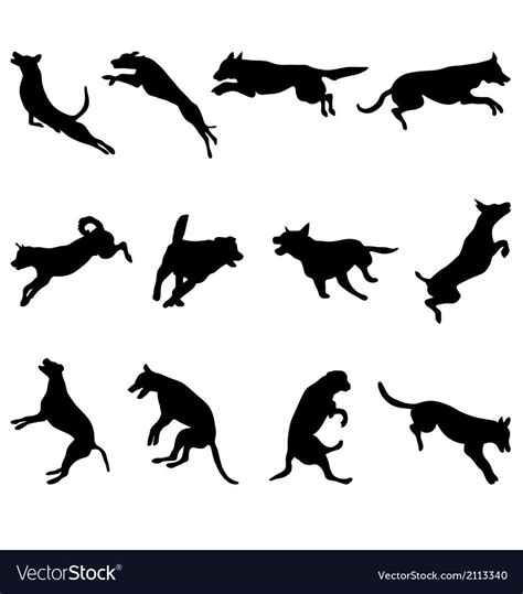 Black Silhouettes Of Jumping Dogs Vector Download A Free Preview Or