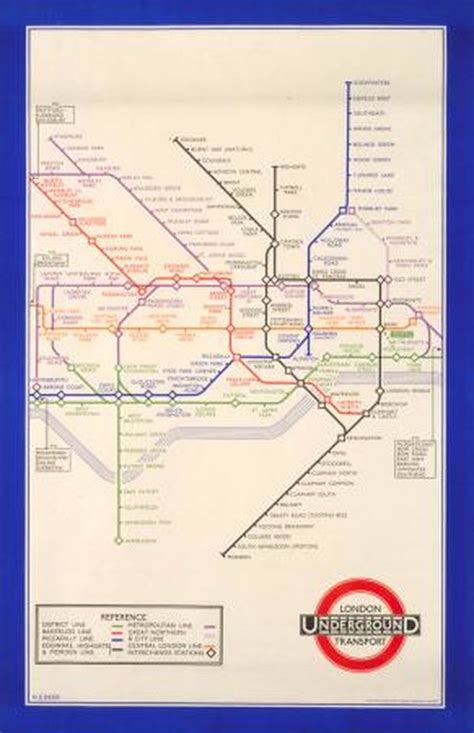 Poster Map Of The Underground By Henry C Beck 1933 London