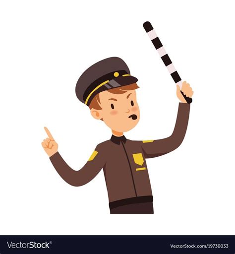 Police Officer Character Managing Road Traffic Traffic Policeman