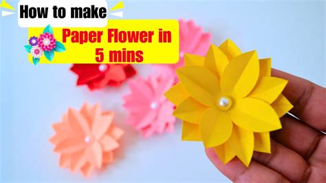Quick Paper Flower 5 Minutes Paper Flower Diy Flower Paper Crafts