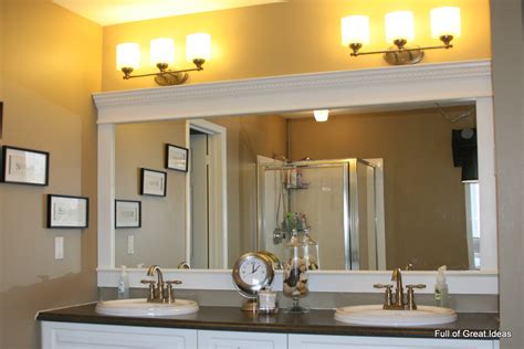 Framed bathroom mirror with crown molding. Full of Great Ideas: How to Upgrade your Builder Grade ...
