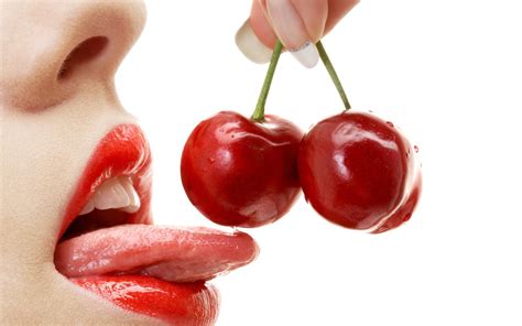 Women Mouths Tongues Cherries Red Lipstick Wallpapers Hd Desktop And Mobile Backgrounds