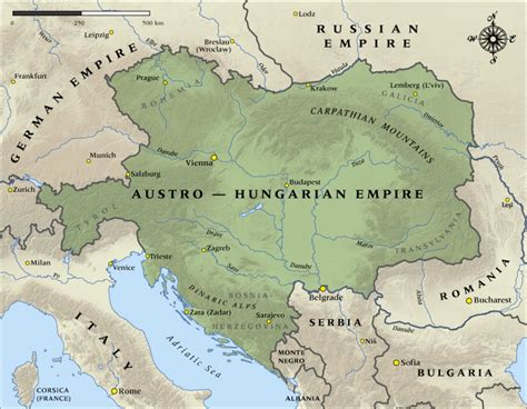 Map Of The Austro Hungarian Empire In 1914 Nzhistory New Zealand