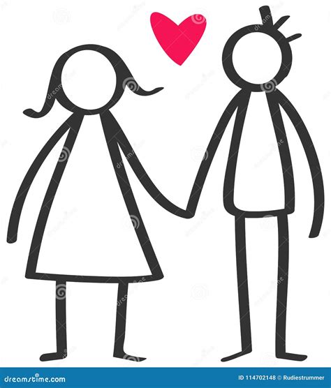 Stick People Couple In Love Holding Hands Digital Download