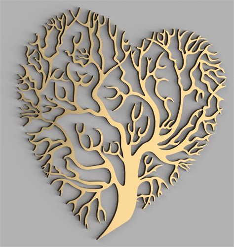 Laser Cut Heart Tree Wall Decor Free Vector Cdr Download Axis Co