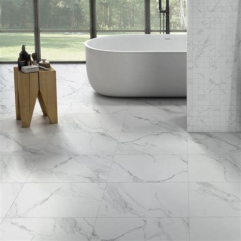 White Marble Effect Matt Porcelain Floor Tile 600x600mm Porcelain