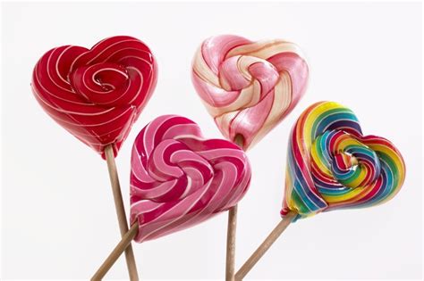 Candy Lollipop Heart Shaped Lollipops Rainbow Lollipops Heart Shapes