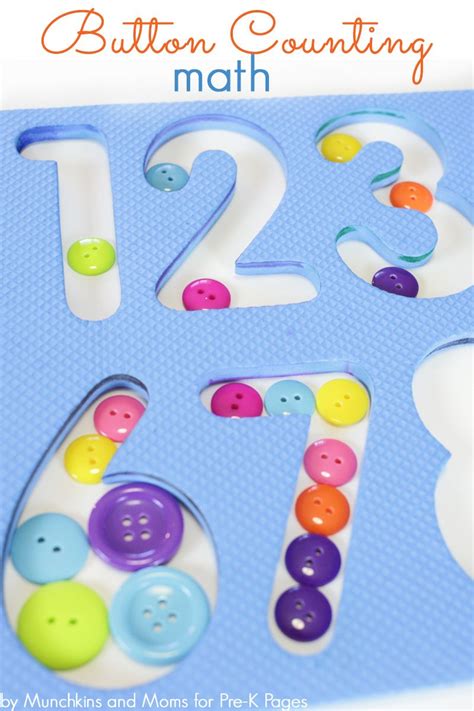 Button Counting Activity Using A Foam Puzzle Frame And A Collection Of