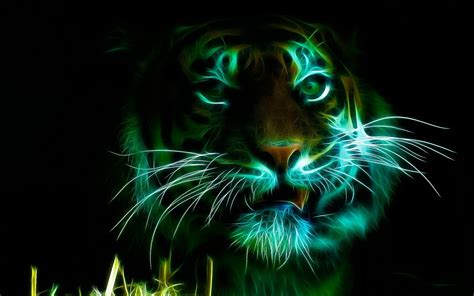 Animaux Tigre Abstrait Artistique Fractale Image De Synthèse Fond Décran