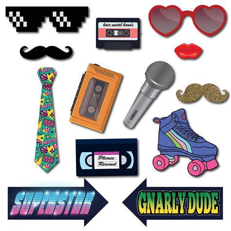 80s Photo Booth Props 41 Pc Photo Prop Kit With 8 X 10 Inch Sign 60