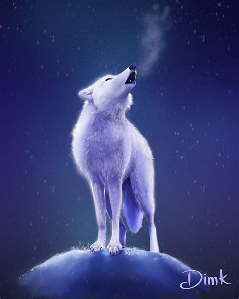 White Wolf Howling Wallpaper