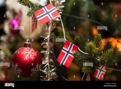 Norwegian Christmas Tree With Flags Hi Res Stock Photography And Images