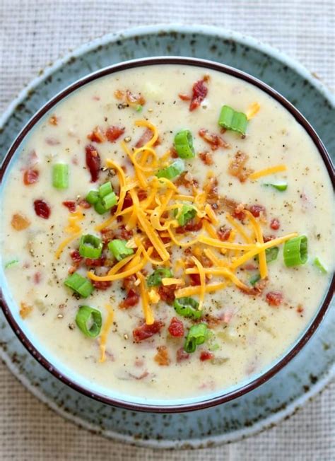 We may earn commission from the links on this page. Loaded Baked Potato Soup Using Chicken Stock, Cream Cheese ...