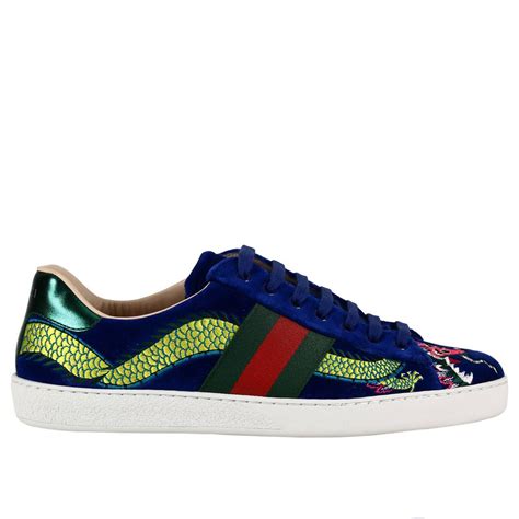 Gucci Leather Sneakers Shoes Men In Blue For Men Lyst