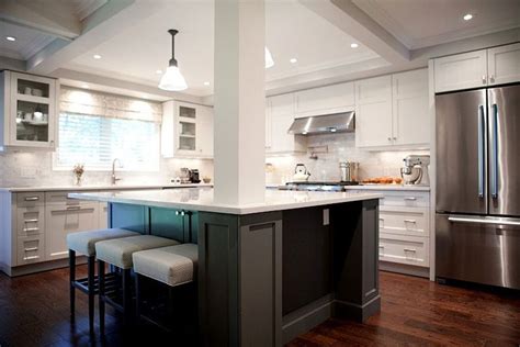 We ended up choosing a distressed, handscraped and engineered hardwood, creme color cabinets and level 4 blue nile granite counters. In this split, the ceilings were coffered and recessed ...