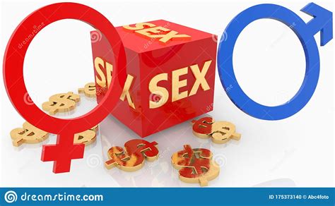 Red Cube With Sex Concept And Malefemale Gender Symbols Stock