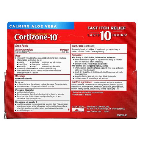 Cortizone 10 1 Hydrocortisone Anti Itch Creme With Aloe Maximum Strength 2 Oz 56 G