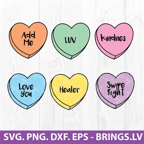 Conversation Hearts Svg Bundle Valentine Heart Svg