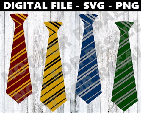 Harry Potter Hogwarts House Ties SVG Digital PNG Gryffindor | Etsy
