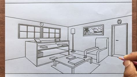 How To Draw A Room In 2 Point Perspective Step By Step Youtube