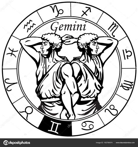 Gemini Zodiac Sign Black White — Stock Vector © Insima 163795474
