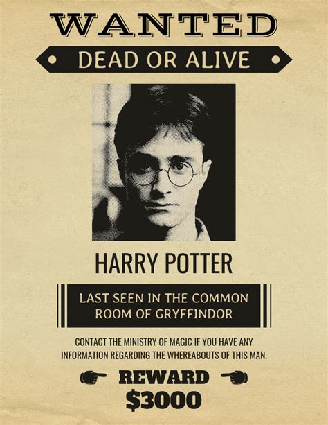 Harry Potter Wanted Poster Template Free Nisma Info